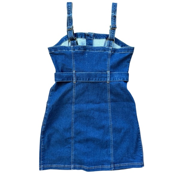 SO Denim Button-Down Belted Sleeveless Mini Dress Size L - Picture 2 of 11